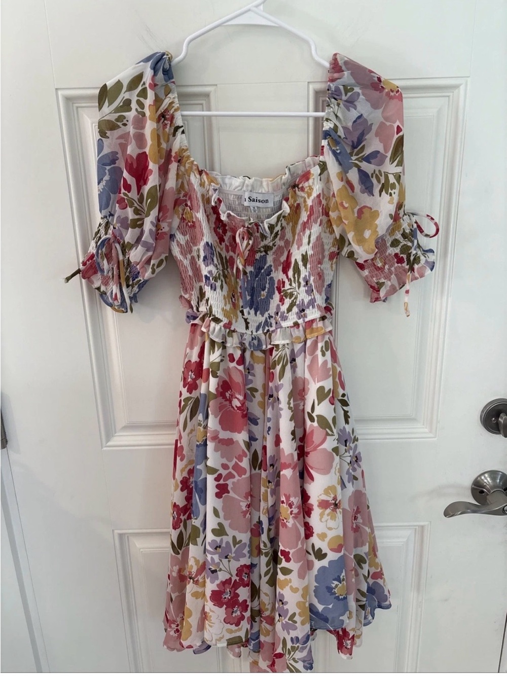 En Saison Pink Floral Smocked Waist womens  Dress medium